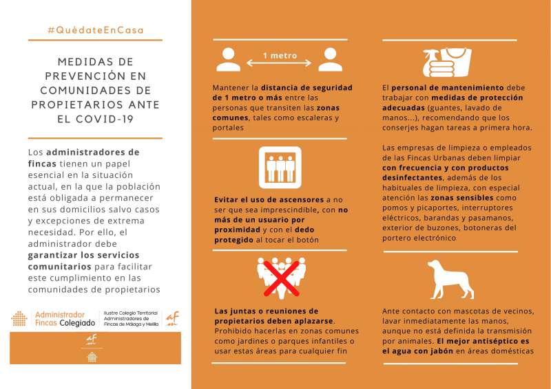 Medidas de prevención en las comunidades de propietarios ante la propagación del COVID-19